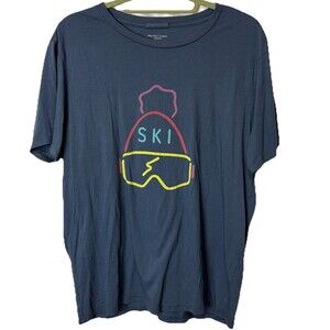 Marine Layer Mens T-Shirt Size Medium Blue Ski Theme USA Made